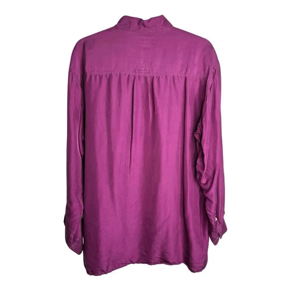 Robert Stock Men’s Burgundy Silk Button Down Shirt Size M